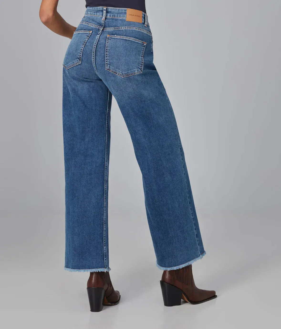 The Milan High Rise Wide Leg Denim by Lola Jeans - Dim Sky - PLUS