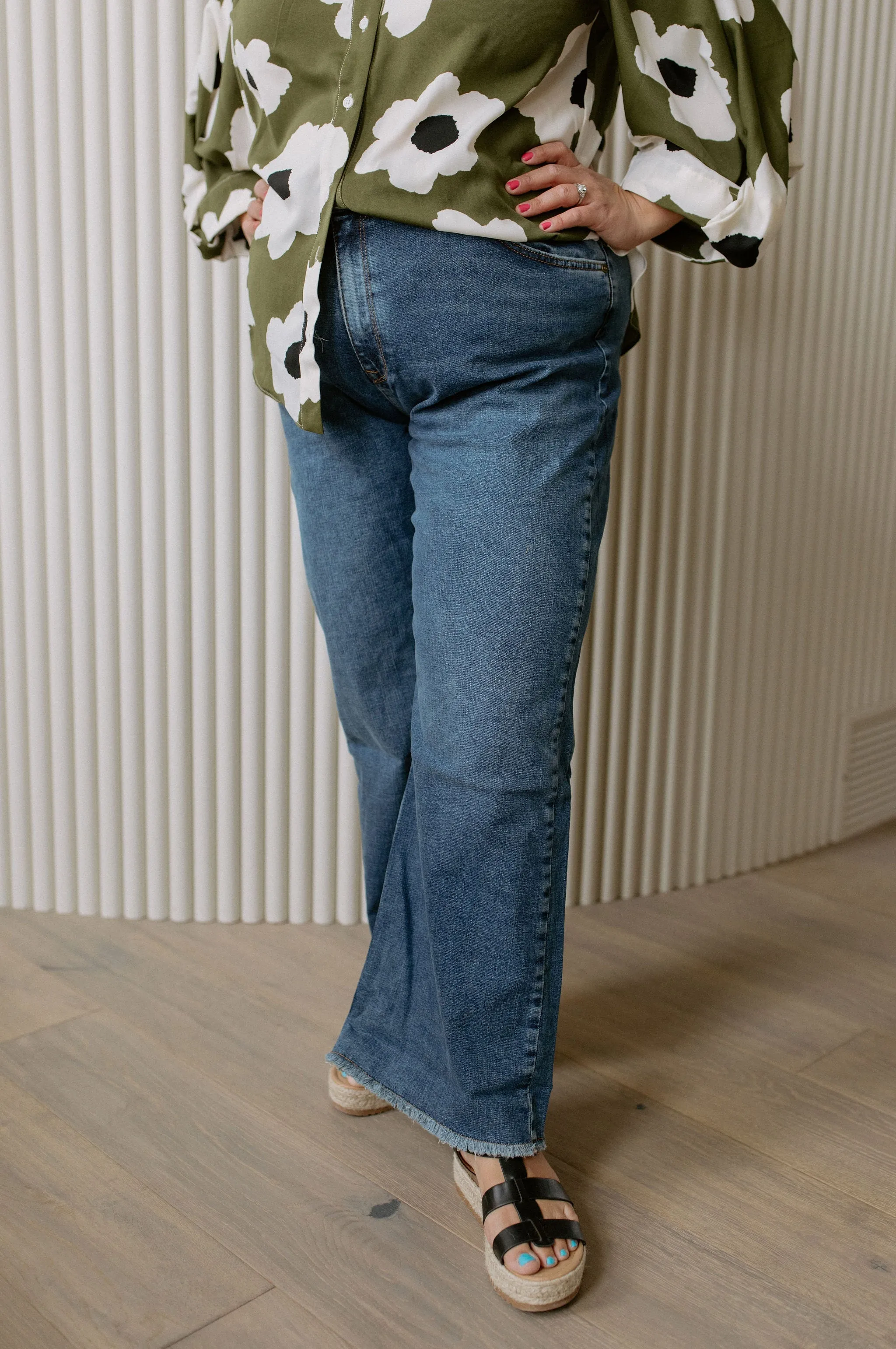 The Milan High Rise Wide Leg Denim by Lola Jeans - Dim Sky - PLUS