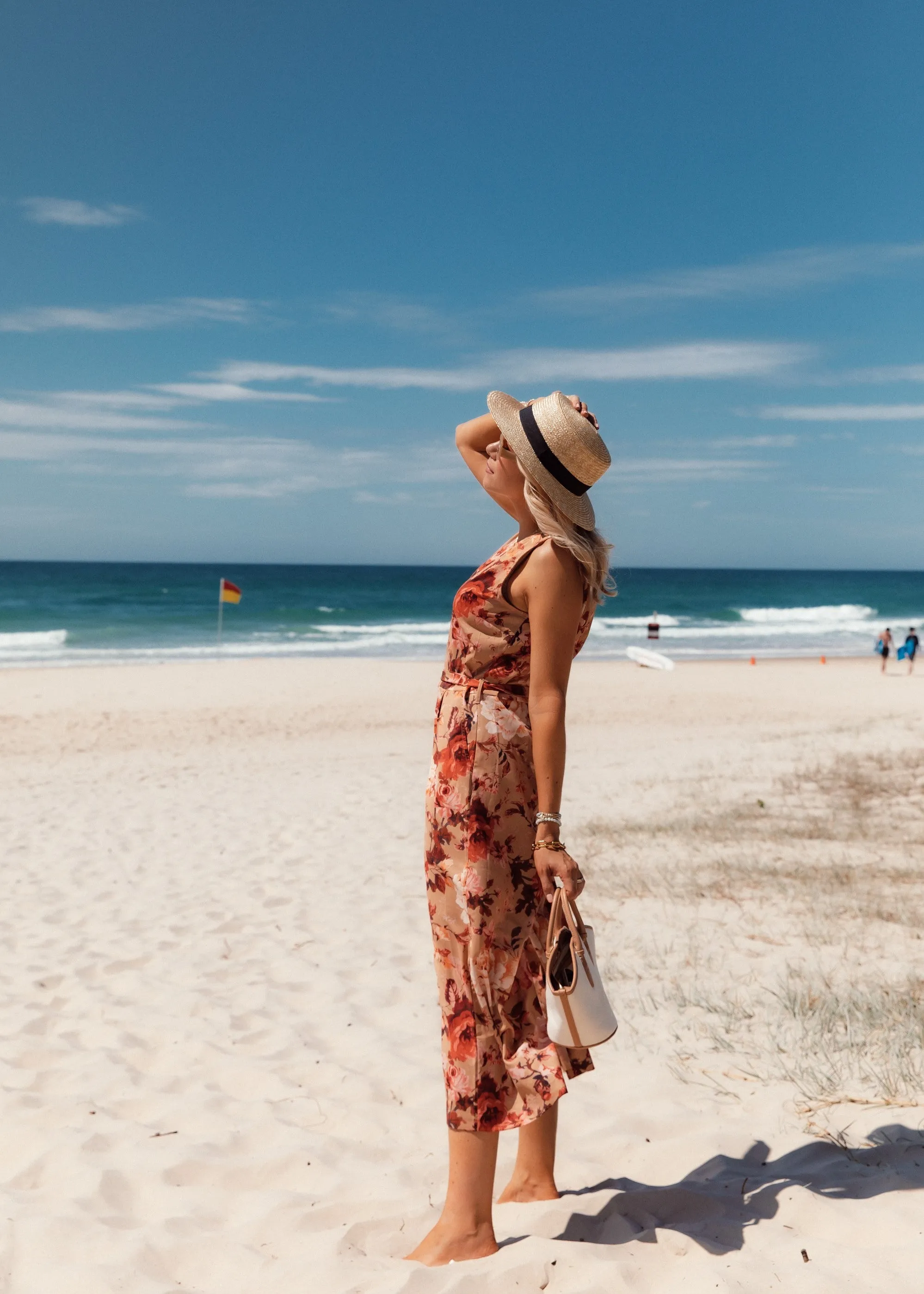 Tie Waist Jumpsuit - Biscuit Floral