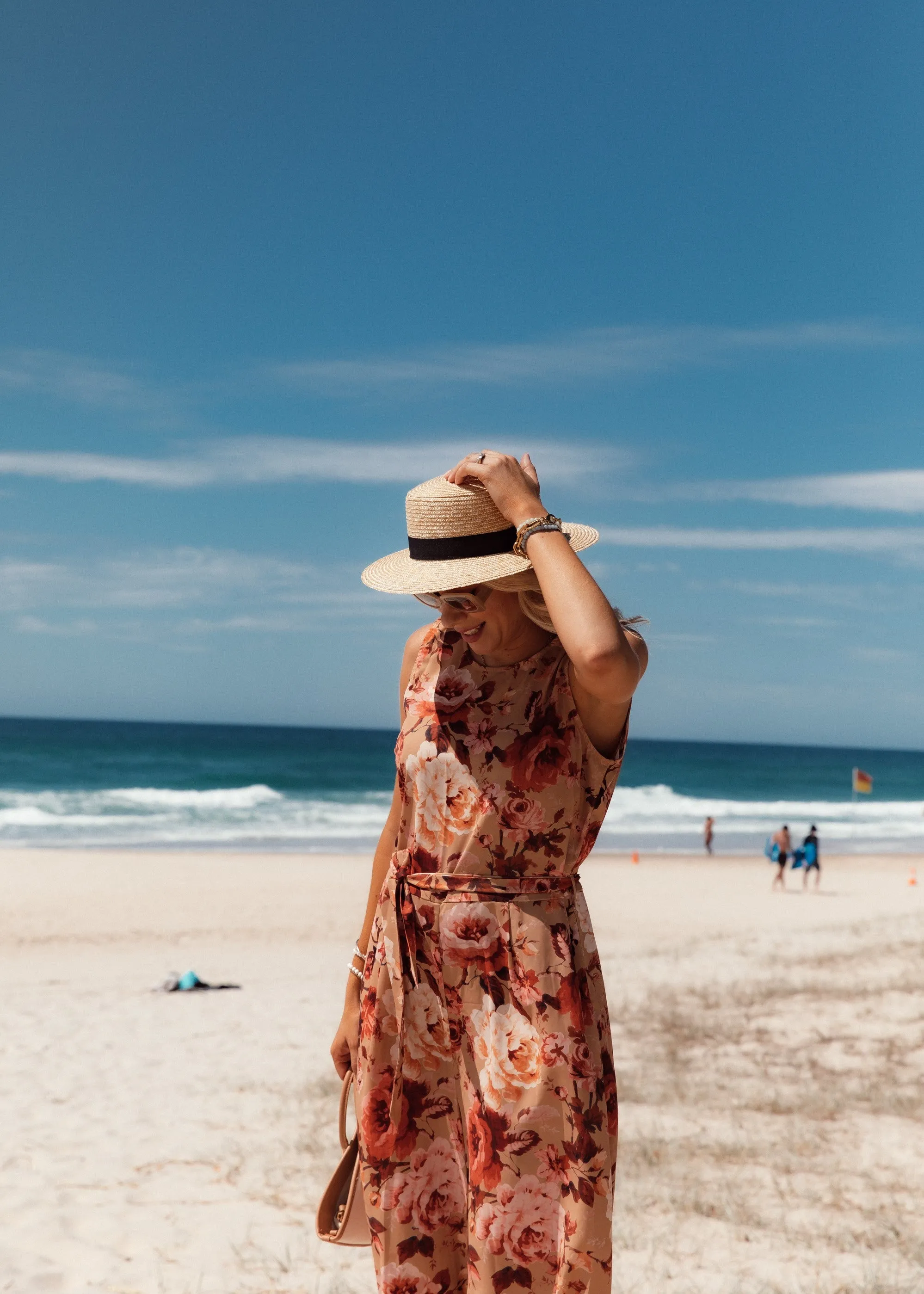 Tie Waist Jumpsuit - Biscuit Floral