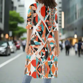 Tokyo Collection: Half Sleeve Abstract Printed Kimono Cardigan