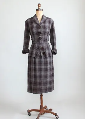 Vintage 1940s Winter Plaid Suit Dress