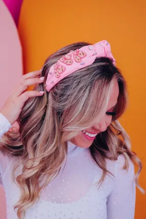 Western Bling Knotted Headband - Light Pink