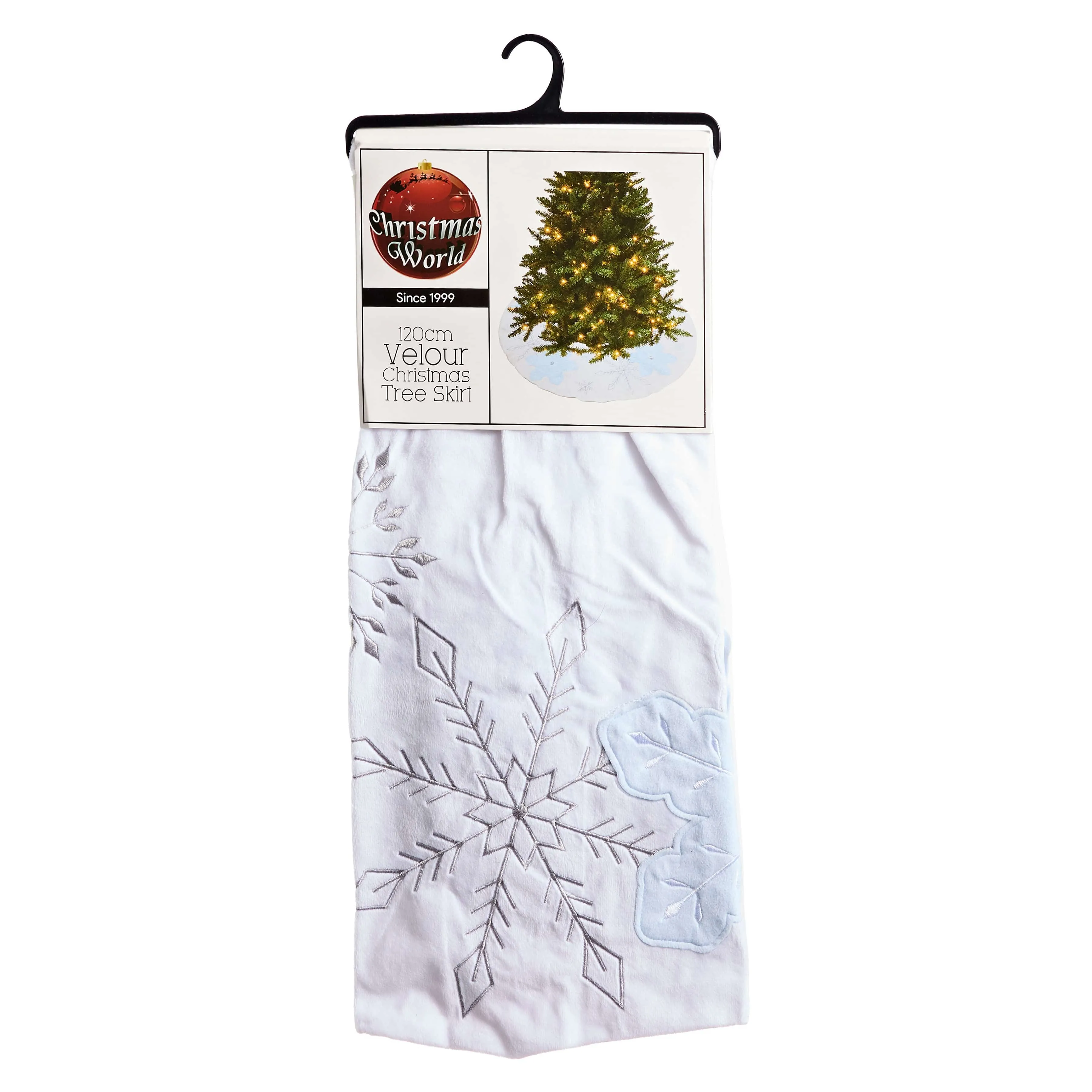 White Snowflake Embroidered Tree Skirt (120cm)