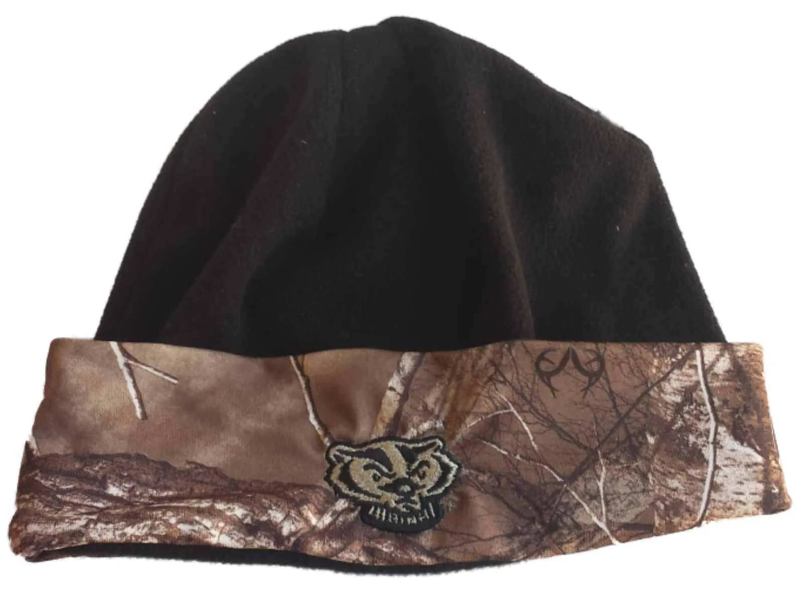 Wisconsin Badgers TOW Black RealTree Camo Cuffed Fleece Beanie Hat Cap