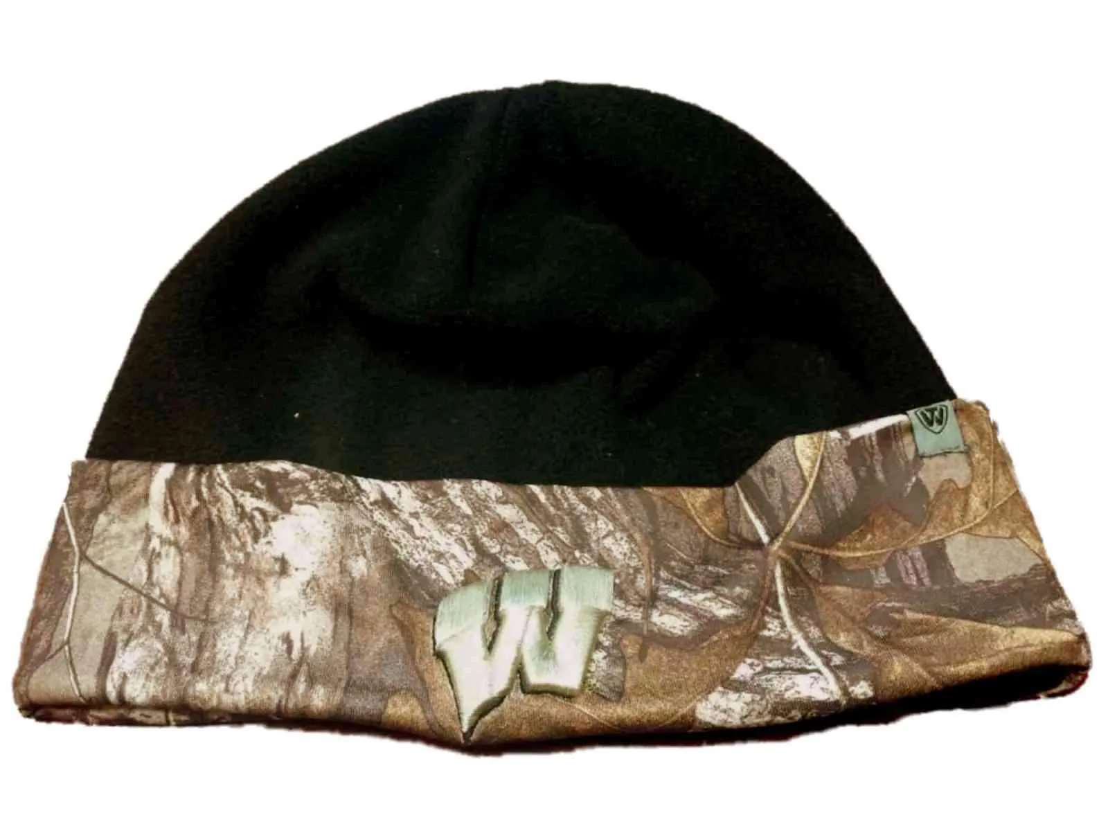 Wisconsin Badgers TOW Black RealTree Camo Cuffed Fleece Beanie Hat Cap