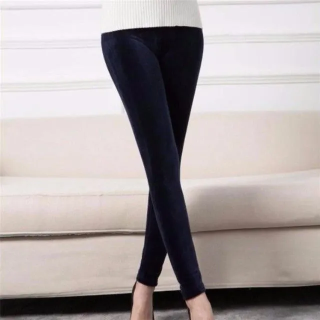 Wjczt Autumn Winter Fashion Thick Velvet Warm Double Sided Cashmere Leggings Warm Pants Knit High Waist Thermal Soft Leggings