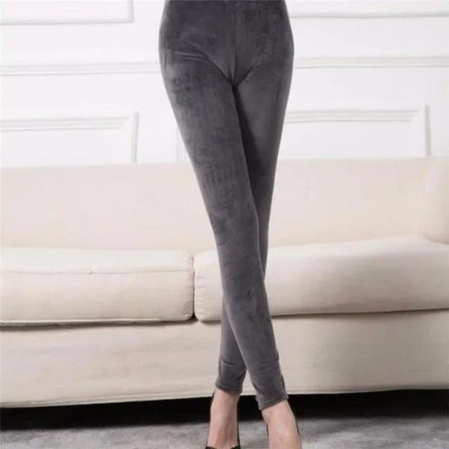 Wjczt Autumn Winter Fashion Thick Velvet Warm Double Sided Cashmere Leggings Warm Pants Knit High Waist Thermal Soft Leggings