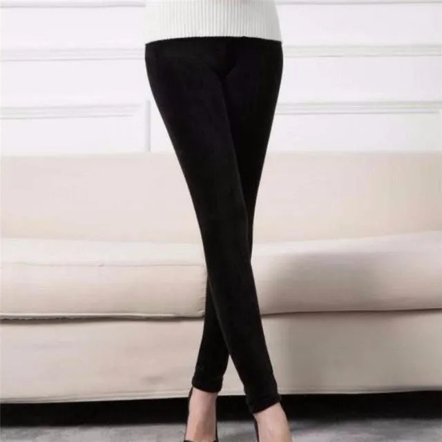 Wjczt Autumn Winter Fashion Thick Velvet Warm Double Sided Cashmere Leggings Warm Pants Knit High Waist Thermal Soft Leggings