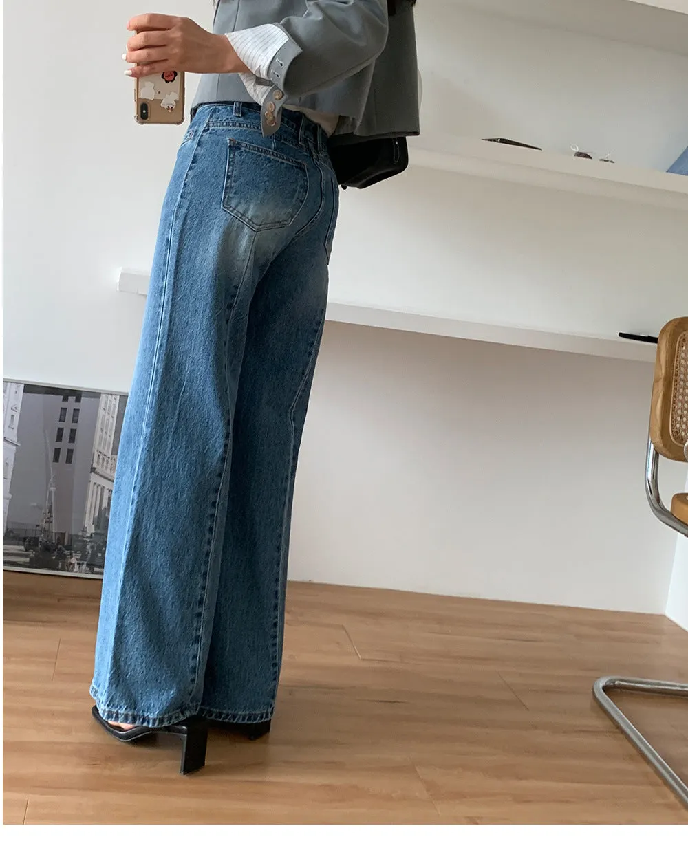 Women High Waist Slimming Jeans - Stylish Wide Leg Pants