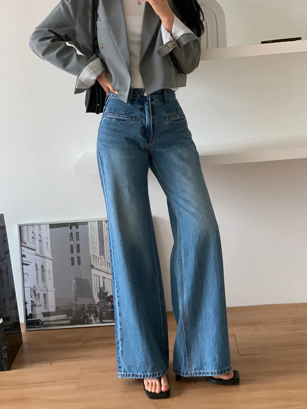 Women High Waist Slimming Jeans - Stylish Wide Leg Pants