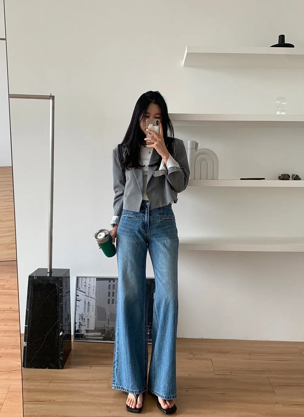 Women High Waist Slimming Jeans - Stylish Wide Leg Pants