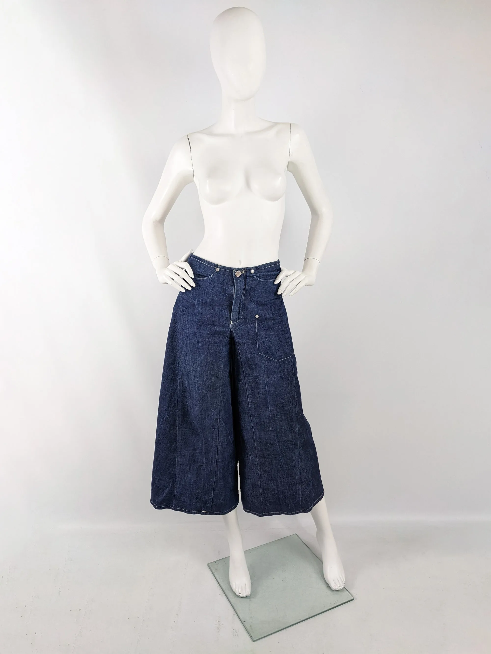 Womens Vintage Denim Culotte Jeans, 1990s