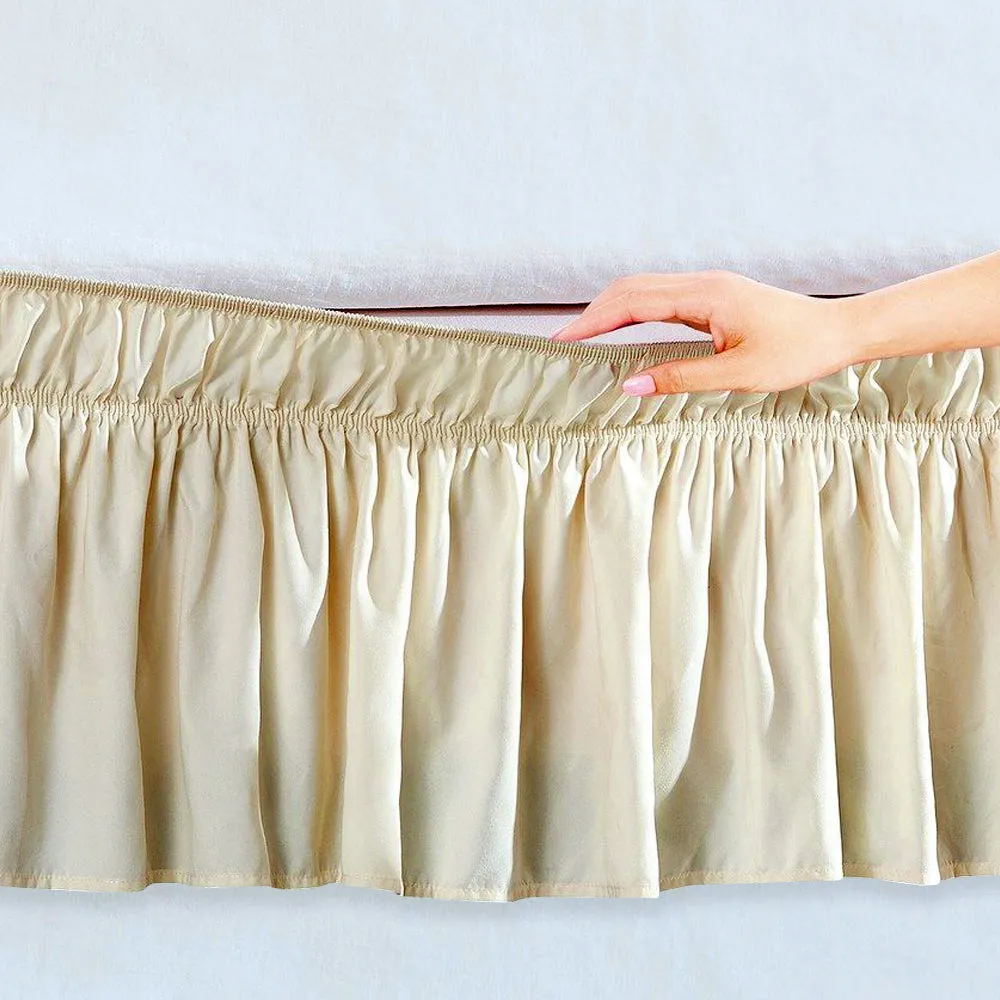 Wrap Around Bed Skirt 15" Elastic Dust Ruffle