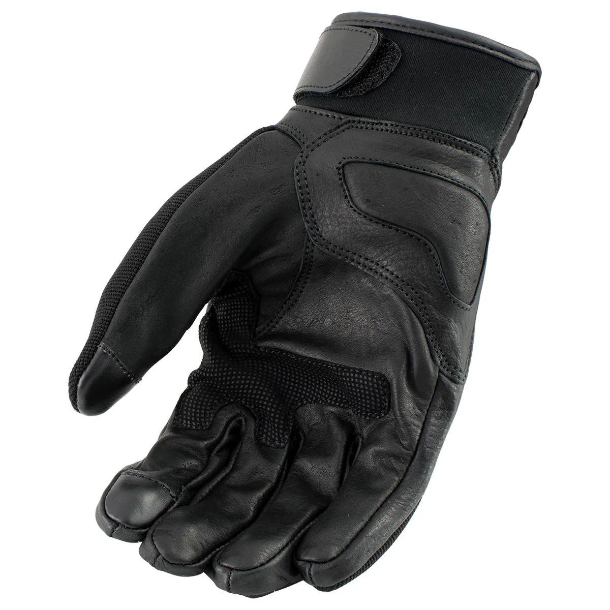 Xelement XG-7795 Men's Black Leather Padded Protective Racing Gloves with i-Touch Fingers