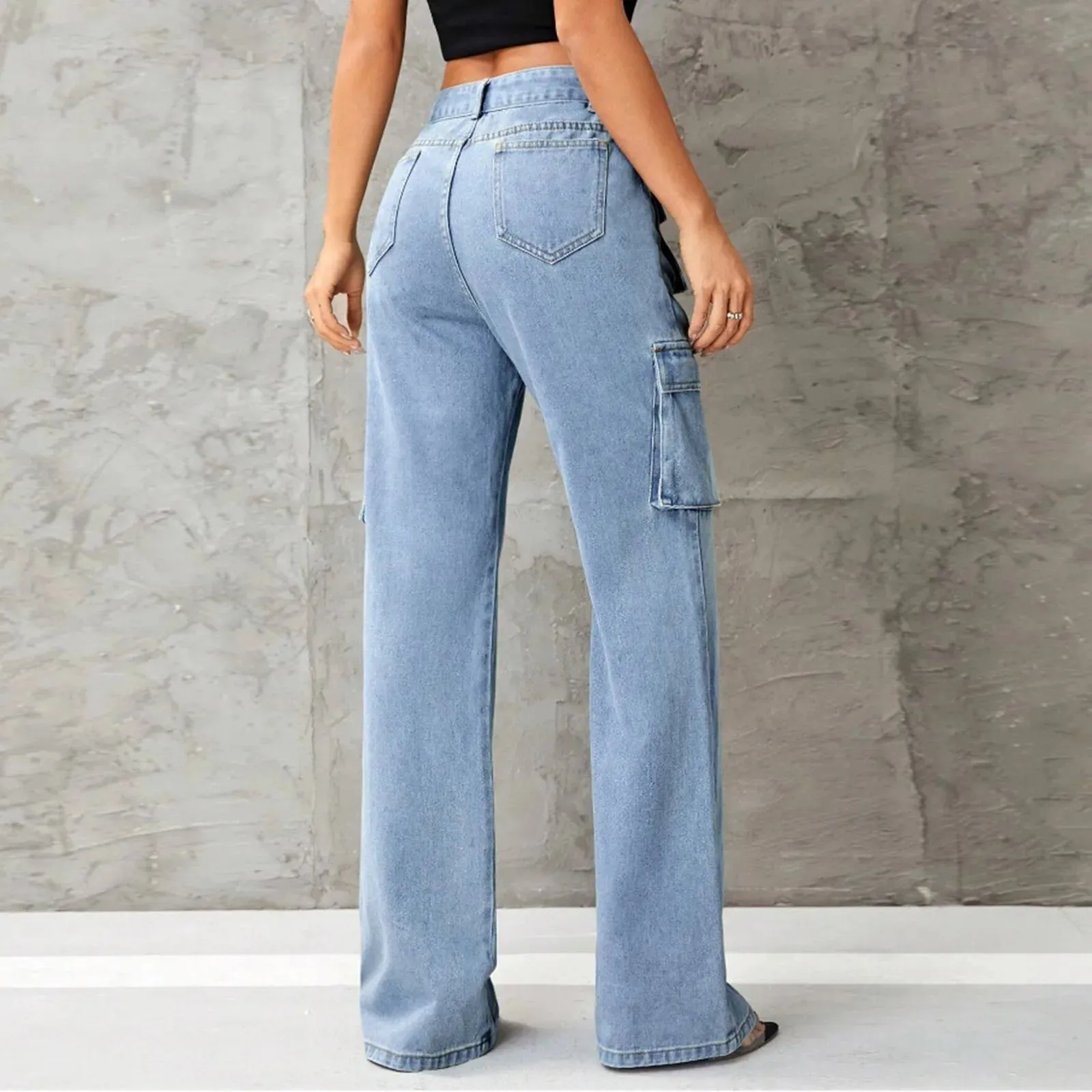 Y2K Korean Wide Leg Stretchy Denim Jeans