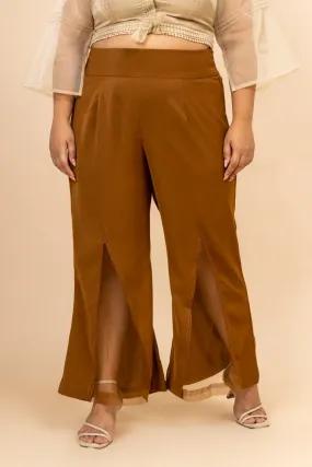 Zora Brown Embroidered High Waist Pants